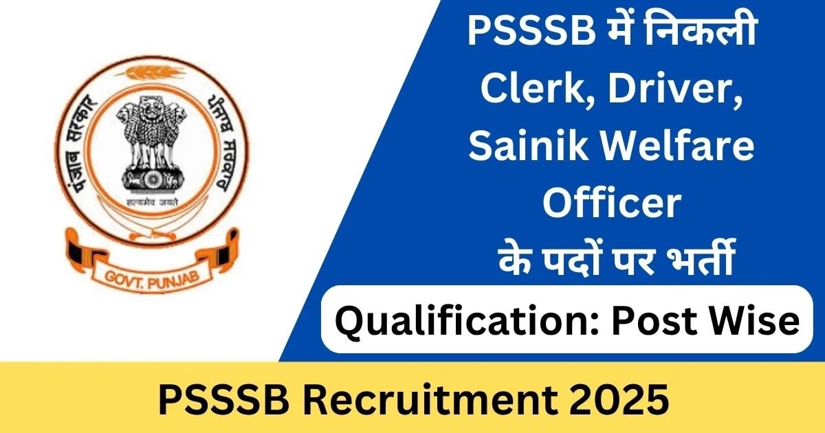 Clerk, Driver & Other Posts Recruitment – PSSSB 2025 Guide